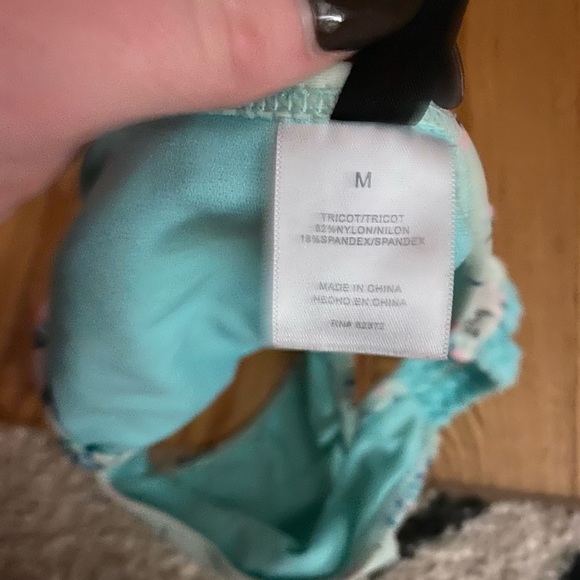 Teal Hawaiian floral bikini bottom - Picture 3 of 4